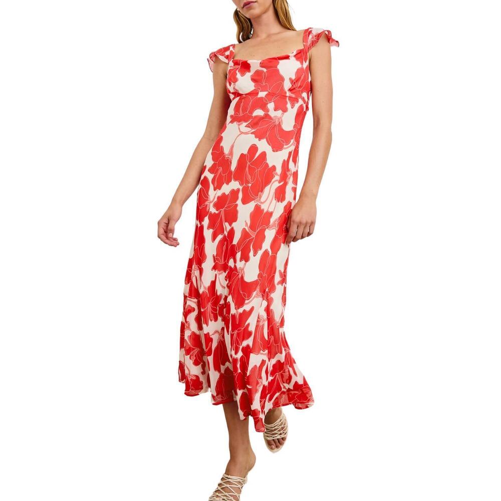 NEW RAILS marigold dress in scarlet hibiscus